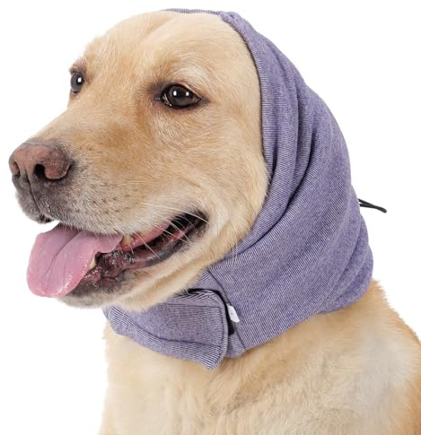 Lelepet Hunde Gehörschutz, Ohrenschutz für Hunde, Hund Ohrenschützer zur Geräuschreduzierung, Hund Ohrenpflege Lärmschutz, Haustier Beruhigender Kapuzenpullover, Lila L