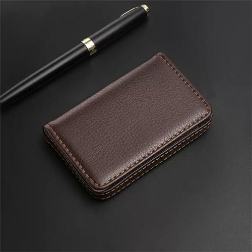 VKEID Visitenkartenetui Visitenkartenetui mit großer Kapazität, Kartenetui, PU-Leder, Visitenkartenhalter, Bank-Kreditkartenetui, Geldbörse, Clutch(Brown)