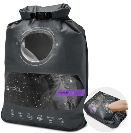 ETROL Tragbare Waschmaschine mit Waschbeutel, leichte Handwaschmaschine für Reisen, Camping, Wäsche, Babykleidung, nicht elektrisch, mit Wasserablauf und Fach unten – Grau, XL