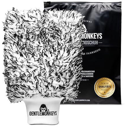 GENTLEMONKEYS Auto Waschhandschuh • Premium Autowaschhandschuh für professionelle Autopflege • 100% saugstark, kratzfrei & schonend • Mikrofaser Putzhandschuh aus ultraweicher Mikrofaser