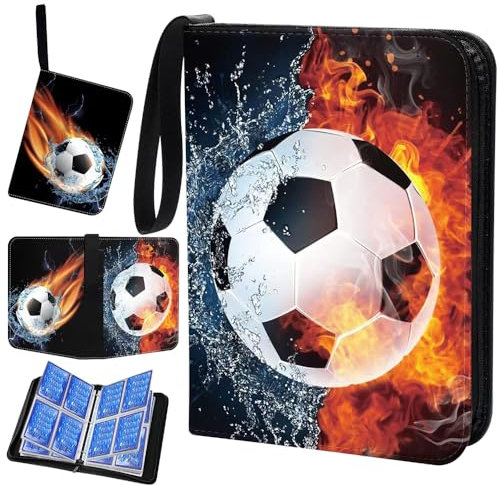 IXYHKB Football Card Holder, 400 Pockets Football Card Binder, Portable Football Card Folder, Football Trading Card Binder Album with Removable Sleeves and Zipper, Football Card Holder Binder Folder