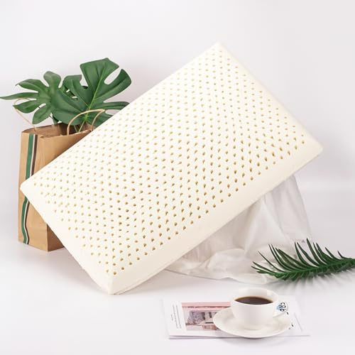 Talatex Dunlop Kissen aus 100% Naturlatex, mittelniedrig, Pofile-Latex, festes Kissen hilft Druck-, Nacken- und Schulterschmerzen zu lindern (mittelfest, Standardgröße)