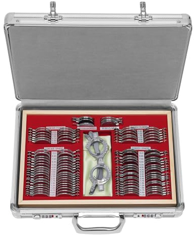 Optische Testlinsen-Set, 104 Teile, mit Transportbox, 38 x 27 x 6 cm