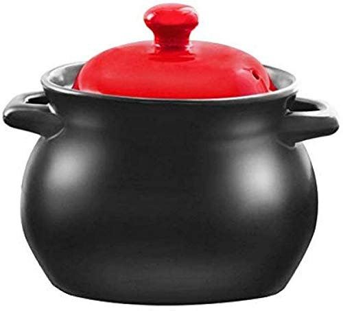 Pentola in Terracotta per stufato, casseruola in Ceramica, Resistente alle Alte Temperature, Sana e Disponibile in Diverse Dimensioni: capacità 5000 ml, Nero (capacità 2800 ml, NER
