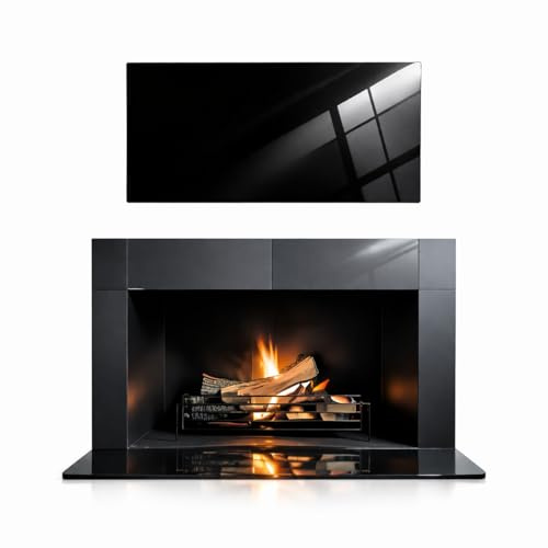 TMK ArtDeko Funkenschutzplatte aus ESG-Sicherheitsglas für Kaminofen – Schwarz Bodenplatte - 40x30 cm