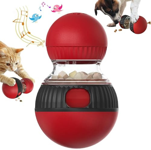 RuiDay Cat Ball Feeder Toy, Dog Food Dispenser, Cat Treat Toy With Sparrow Calls, Cats and Dog Puzzle Toys, for Indoor Training Brain Stimulation Toys