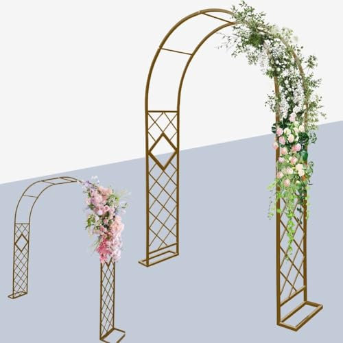 220/240 cm Arco de Jardín de Metal Grande para Plantas Trepadoras, Enrejado Archway de Rosas para Rosales Independiente para Decoración de Fiestas Ancho 140 a 340 cm(Brown,Height: 240 Width: 280cm)