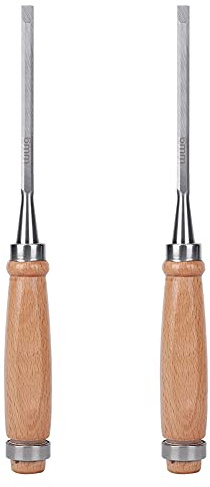 Baxnore Cincel plano de 2 pcs, CR V Aloy Steel Herramientas de carpintería de 6 mm con mango de madera, bordes terrestres precisos para carpintería de carpintería fina