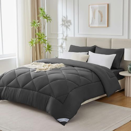 WAVVE Bettdecke 135x200 cm Winterdecke Warm, Steppdecke Winter 450gsm Mikrofaser Duvet 135x200cm, Weiche Kuschelige Steppbettdecke 135 x 200, Grau
