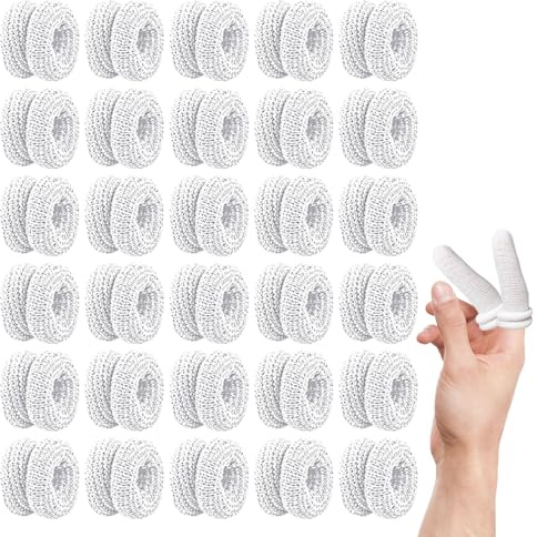 Finger Bandage Protector,30 PCS Cotton Finger Bandages Tubular,Thumb Bandage for Sports,Manual Work,Sprains (White)