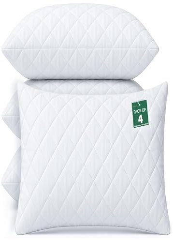 Adam Home Cushion Inserts 45cm x 45cm (18 x 18 inches) 4 Pack Hotel Quality Polycotton Quilted Cover Hypoallergenic Fluffy White Cushions Inner Bounce Back Hollowfibre Cushion Pads for Sofa