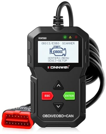 KONNWEI KW590 OBD2 Diagnosegerät Tool,Batterietester,Fehlerauslesegerät mit Alle OBDII Funktionen, Motor Fehlercodeleser, OBD2 Scanner Codeleser Diagnose, obd2 diagnosegerät für Universal KFZ