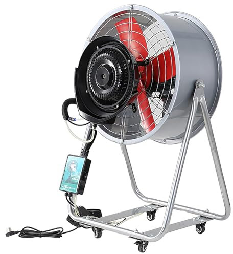YCYRF Ventilatore Nebulizzatore da Esterno, Ventilatore a Piantana con Nebulizzatore Industriale con Ruote per Cortili, Patii e Fabbriche, Vento Super Forte(50cm/20in)