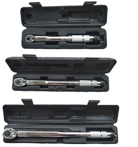 Llave dinamométrica totalmente ajustable con cabeza de trinquete, tamaños de unidad cuadrada 1/4, 3/8, 1/2 pulgadas, rango de torsión 5 210 N, acero al cromo vanadio para un ajuste preciso de pernos