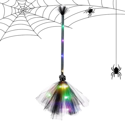 Genérico Escoba De Bruja Halloween,Accesorio Iluminado Para Fiestas De Halloween - Decoración Y Accesorios De Cosplay Para Exterior Interior Y Fiestas De Disfraces Para Niños Y Niñas