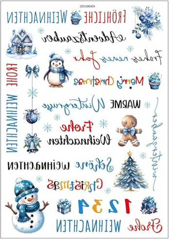 1pcs Rub on Sticker Winter Weihnachtskerzen Transferaufkleber Rub Ons Weihnacht Deko Geschenk Aufkleber Selbstklebend Bunt Rub Ons Folie Für Glas Holz Keramik DIY Geschenkideen (I)