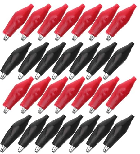Morsetti Coccodrillo Elettrici Piccoli 48 Pezzi Rosso Nero | Gancio con Copertura Pvc e Ferro, Collegamento Rapido e Presa Sicura, per Manutenzione Auto e Fai da Te