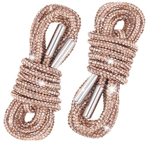 NANASUGUR Brillante Cordones Redondos, Cordones Elasticos Zapatillas Glitter Cordones Zapatos 1 Pares de Cordones Redondos con Diamantes de Imitación 120cm
