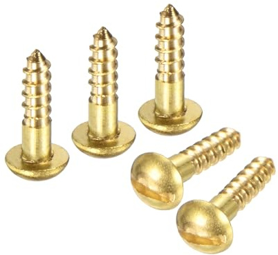 M METERXITY Wood Screws (M2.5 x 10mm, Brass) 30 Pcs - Slotted Round Head Self-Tapping Screw Apply to Woodworking/Furniture/Appliances Repair/Industry/Gardening
