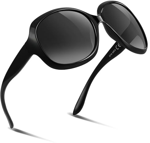 kunchu Groß Sonnenbrille Damen Polarisiert Vintage ÜberGroße Trendy Brille | UV Schutz Retro Klassisch Große Sonnenbrillen für Damen Oversized Rahmen Ultraleichtes,Reisen, Einkaufen, Fahren, Partys