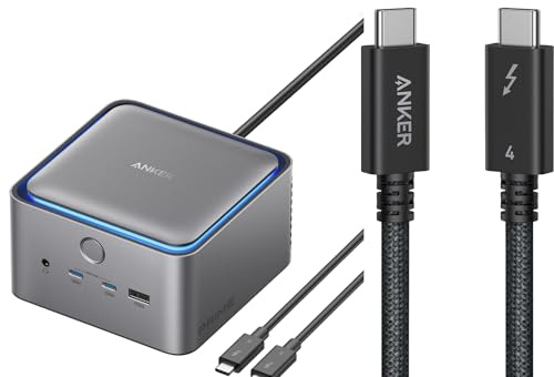 Anker Prime TB5 Docking Station, 14 Ports Thunderbolt 53 Docking Station(140W,120Gbps, Ambient LED Lighting, Cooling System,8K display) & Prime Thunderbolt 4 Cable (3.3FT,240W,40Gbps)