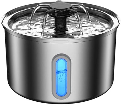 Fontaine pour Chat en Acier Inoxydable SUS304-3,2 l - Super silencieuse - Distributeur d'eau alimenté par USB - Fenêtre de Niveau d'eau Visible - avec système de Filtration Quadruple