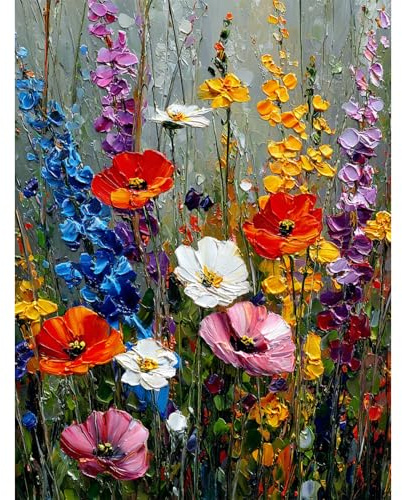 Gemartmall vilda blommor måla efter siffror vuxna – vilda blommor måla med siffror vuxna för gåva och heminredning 40 x 50 cm