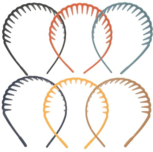 HOMSFOU Diademas de Plástico Mate para Niñas 6 Piezas Colores Surtidos Dientes, Diadema Ancha para Fijar Flequillo y Controlar Cabello Suelto, Adecuado para Fiestas y Uso Diario