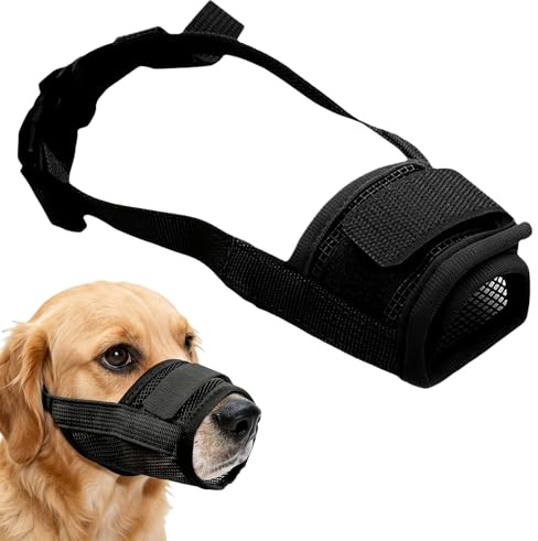 WUMZIRA Muselière pour Chien Taille L, Muselière en Nylon Respirante et Réglable, Protection Anti-Morsure et Anti-Aboiement Idéale pour le Dressage et les Sorties en Toute Sécurité, Noir