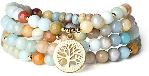 COAI 108 Mala aus Vielfärbigem Amazonit mit Charm