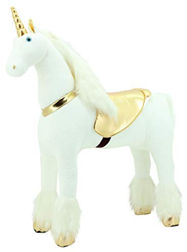 Sweety Toys 11308 plysch ståhäst enhörning stabil robust XXL jättehäst höjd 130 cm häst ridhäst med stålunderbyggnad