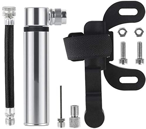 Eyand Silber Fahrrad-Pumpe - Aluminiumlegierung beweglicher Mini-Fahrrad-Reifen-Pumpe, Radfahren Rahmen montierte Pumpen Passend Presta und Schrader Ventil, montiert Rahmen Luftpumpe für Road