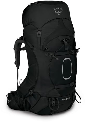 Osprey Aether 65L Men's Backpacking Backpack, Black, L/XL