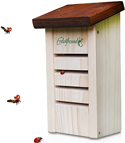 ERDENFREUND® Marienkäferhaus Marienkäfer Hotel für den Winterschlaf artgerecht schräg verlaufende Spalteneingänge Marienkäfer züchten
