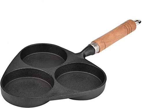 Kuuleyn Sartén de Huevo Frito, 3 moldes Tortilla de Hierro Fundido Hamburguesa de Huevo Olla de Huevo Frito Sartén para Crepes