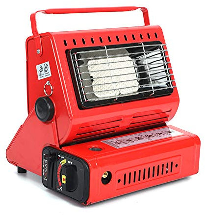 Shunfaji Calefactor portátil para camping y cocina 2 en 1, calentador de gas de cerámica, para camping, senderismo, viajes, picnic, diseño de válvula de seguridad, 25 x 24 x 20 cm (rojo)