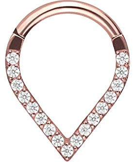 PIERCINGLINE Titan Clicker SPITZ + EINGEFASSTE KRISTALLE Ring Nase Septum Ohr Helix Farbauswahl