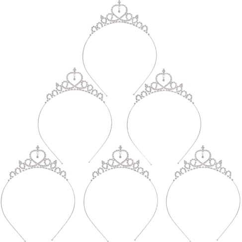 Basetousual 6 Stücke Krone Damen, Prinzessin Krone Mädchen，Krone Kinder，Kinder Mädchen Prinzessin Tiara, Haarband Mit Herzförmiger K rone Für Kleine Prinzessinnen Für Kinders
