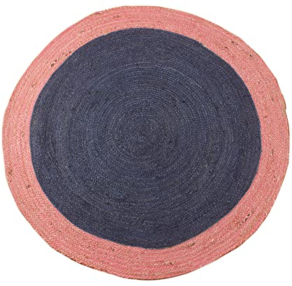 CASAVANI Küche Wohnzimmer Rund Teppich Indisch Handgemacht Jute Fläche Teppich Geflochten Kelim Gewebt Teppich Outdoor Fußmatten Boden Jute Teppich 150 x 150 cm (5 x 5 Fuß im Quadrat)