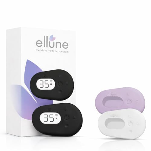 Paingone Ellune Appareil TENS Douleurs Menstruelles Crampes-Noir | Soulage les douleurs de règles sans médicament, 35 intensités,24 h d’autonomie,électrodes gel souple,portable et discret