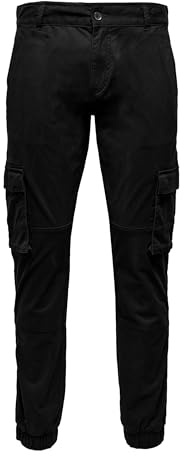 Only & Sons Herren Onscam Stage Cuff Life 6687 Noos Cargohose, Schwarz, 36W / 36L EU