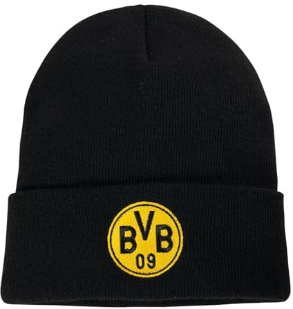 Dortmund BVB Logo Beanie schwarz | Schwarzgelbes BVB Logo auf der Front