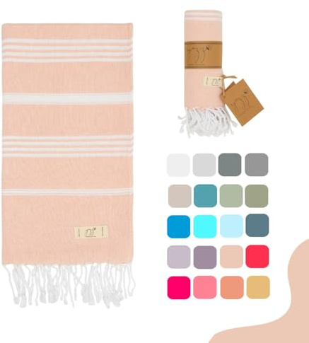 Yazz Turkish Cotton Toalla de playa | 100 % algodón | 39 x 71 pulgadas de gran tamaño | Secado rápido, ligera, compacta, libre de arena | Peshtemal para playa, baño, spa, gimnasio, yoga, piscina,