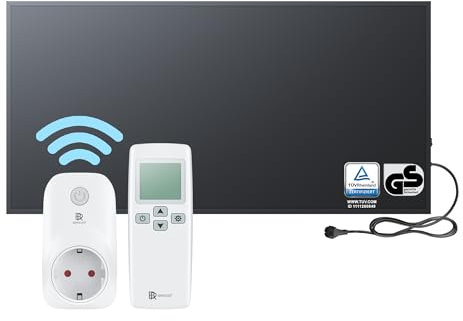 BR Bringer Infrarotheizung 1200 Watt - mit Smart Thermostat und Fernbedienung - Infrarot Elektroheizung Energiesparend - TÜV & GS - Deutsche Qualitätsmarke (schwarz)