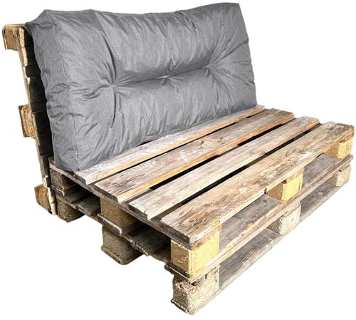 bananair - Pallet Cushions Outdoor - Water Repellent & UV Resistant Fabric - Highly Comfortable - Foam Padded Garden Furniture Cushions (Versatile Seat/Backrest Pallet Cushion 120x60 cm, Grey)