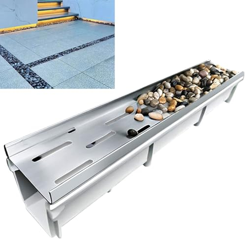 HDMOZUYT Entwässerungskanal aus Beton, Gartendekoration, Außengrabenkanal-Abflusssystem, Garagenboden-Abflussrinne zum Befüllen mit Kieselsteinen (Größe: 19,5 x 13 cm (7,7 x 5,1))