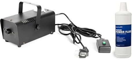 PURElight Nebelmaschine Set Fog 400, 400 Watt Heizleistung, 70 m³/min Ausstoß, inklusive 1L Fluid und Fernbedienung, rausnehmbarer Kanister, Ideal für Events, Bühnen, Partys