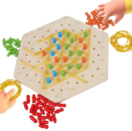 Yabauuop Rubber Band Game - Wooden Brain Teaser with Rubber Band - Learning and Educational Toys, Kids Board Games for Birthdays Christmas Party Favor