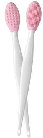 Pennello per labbra in silicone Scrubber per naso a doppia faccia Detergente per punti neri manuale morbido Rosa 2 pezzi Pennello per labbra esfoliante Pennello per naso a doppia faccia Pennello per p