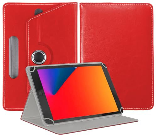 EKAM Universal Stand Folio Case Cover for All 7 Tablets, (Fire 7 tablet, Lenovo Tab M7 7 inch) Galaxy Tab E 7.0/ Tab A 7.0/ Oasis/Lenovo/RCA Voyager and More 6.5-7.5 inch Tablet (Red)